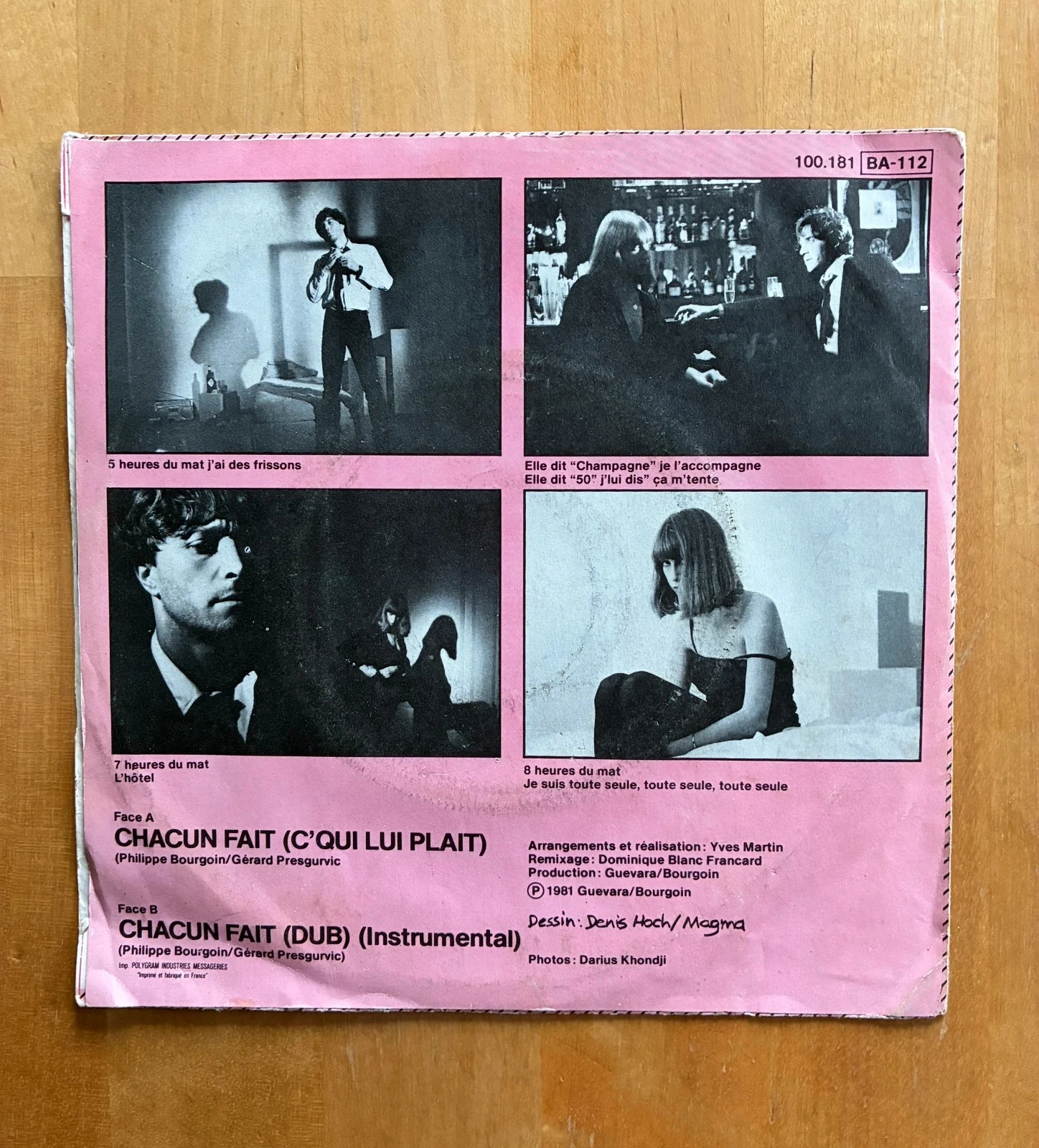 Disco de vinilo 45T Chagrin d’Amour Chacun fait c’qui lui plaît. – photo 2